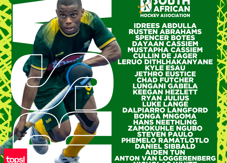 South African Indoor Hockey Men Squad named for 2023.